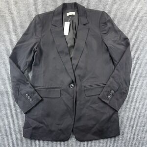 LOFT Blazer Womens 2 Black Lyocell Lined One Button Career Jacket Office New